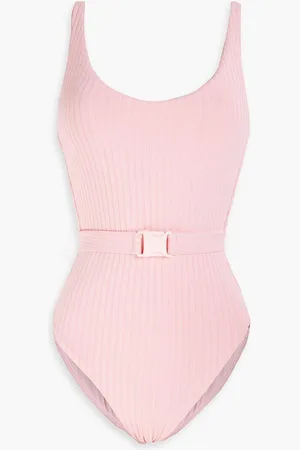 Melissa Odabash St. Tropez belted ribbed swimsuit - Pink