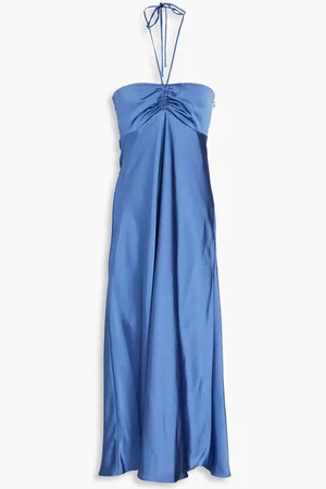 Claudie Pierlot Ruched crepe-satin halterneck midi dress