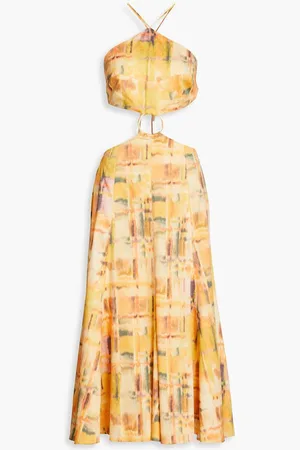 Cult Gaia Nadeesha cutout printed linen-blend midi dress