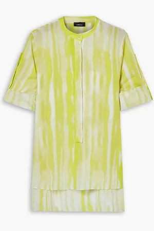 AKRIS Tie-dyed cotton-voile tunic - Yellow