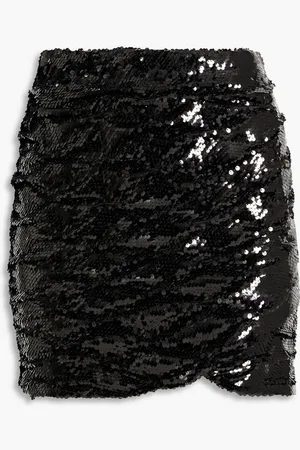 RONNY KOBO Balissa ruched sequined mesh mini skirt