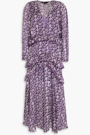 Maje Ruffled floral-print chiffon midi dress