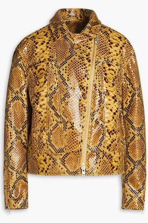Stand Studio Khelani faux snake-effect leather biker jacket