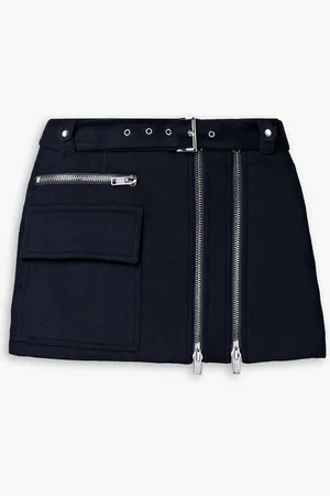 A.L.C. Christian belted wool-blend felt mini skirt - Blue
