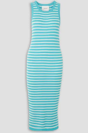 Lisa Yang Nicolette striped ribbed cashmere midi dress