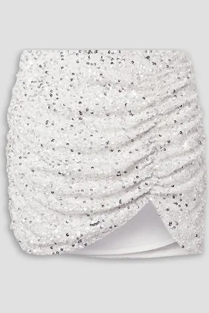 Retrofete Celestia ruched sequined crepe de chine mini skirt