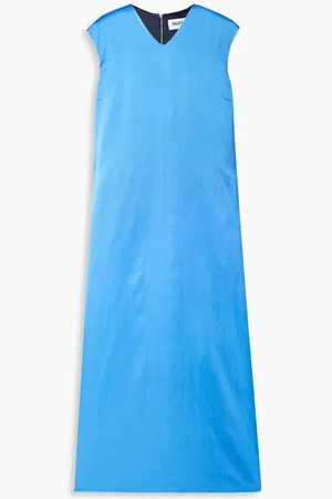 Partow Sloane two-tone satin maxi dress - Blue