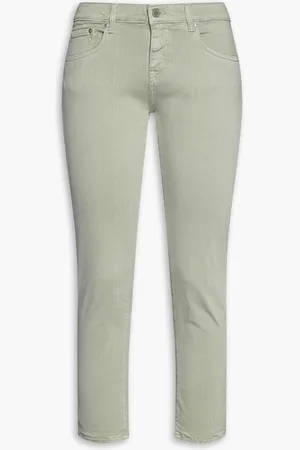 AG Jeans Cropped mid-rise slim-leg jeans - Green