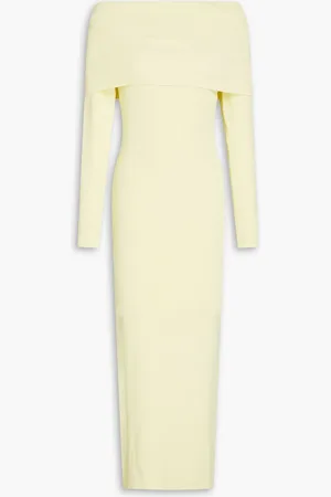 AUTUMN CASHMERE Off-the-shoulder ribbed-knit midi dress - Yellow