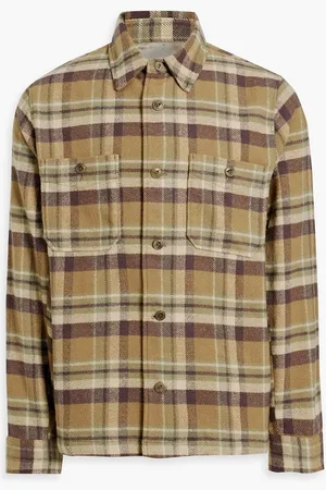 OFFICINE GENERALE Barrett checked cotton-blend flannel overshirt - Green