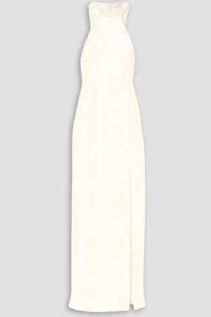 GALVAN Palm Beach ribbed jersey gown - White
