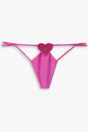 FLEUR DU MAL Novelty Heart cutout silk-blend satin low-rise thong - Pink