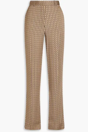Victoria Beckham Logo-print twill straight-leg pants - Brown