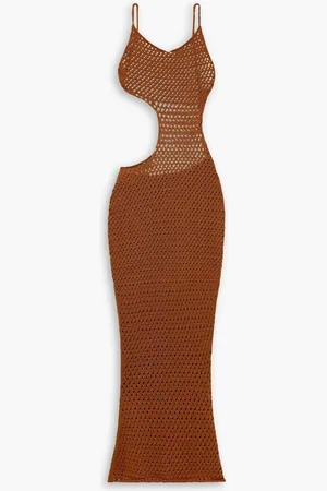 Savannah Morrow Tiva open-back crocheted Pima cotton maxi dress - Brown
