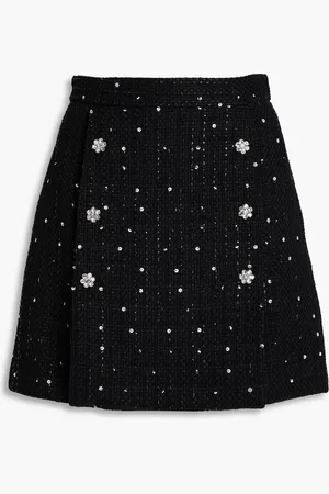 ADAM LIPPES Wrap-effect embellished metallic tweed mini skirt