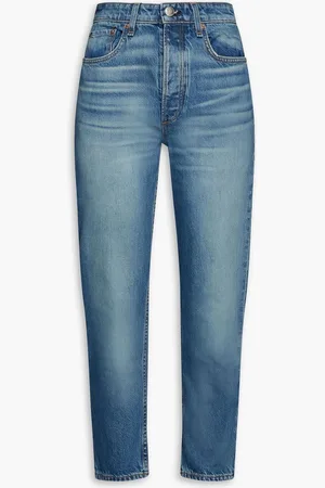 RAG&BONE Nina cropped faded high-rise slim-leg jeans - Blue