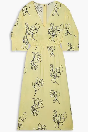 Jason Wu Floral-print satin-crepe midi dress - Yellow