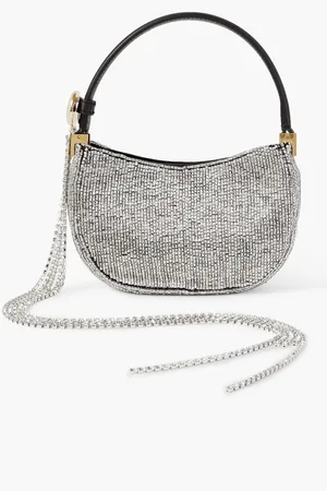 MAGDA BUTRYM Vesna micro leather-trimmed embellished canvas bag - Metallic
