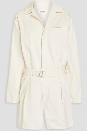 RAG&BONE Belted pleated cotton playsuit - White