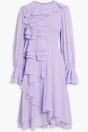 MIKAEL AGHAL Ruffled chiffon midi dress - Purple