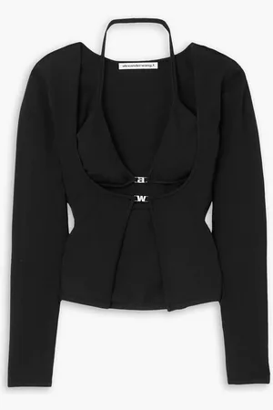 Alexander Wang Layered embellished stretch-knit top