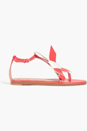 RED(V) Two-tone leather sandals - Red