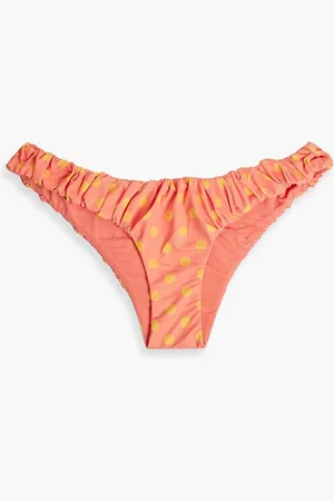 Caroline Constas Dorit gathered polka-dot low-rise bikini briefs