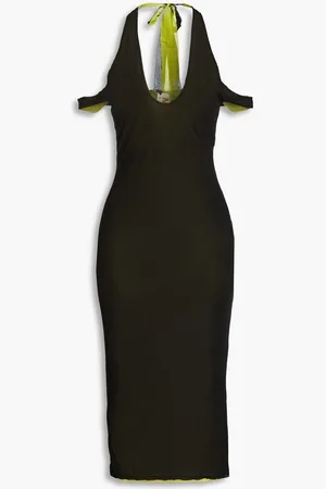 SIMON MILLER Yessi cutout two-tone jersey midi dress
