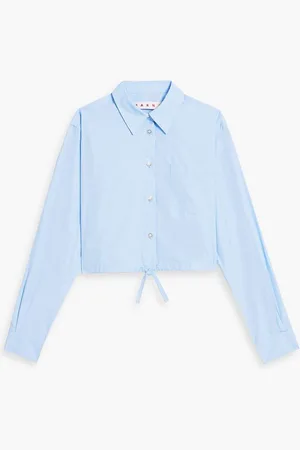 Marni Cropped cotton-poplin shirt - Blue