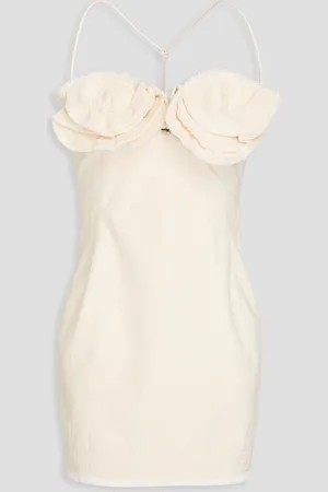Jacquemus Artichaut ruffled frayed cotton-canvas mini dress - White