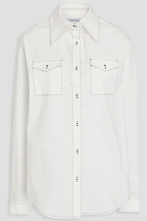 Anna Quan Topstitched stretch-cotton poplin shirt