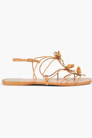 Tory Burch Embellished knotted leather sandals - Brown