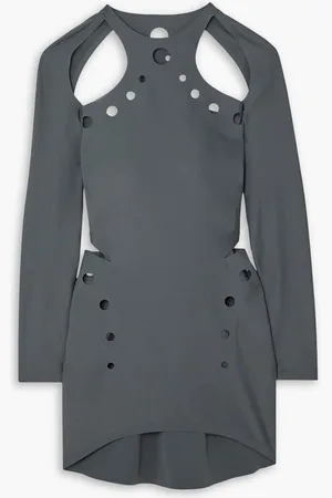 Jean Paul Gaultier Cutout stretch-jersey mini dress - Blue