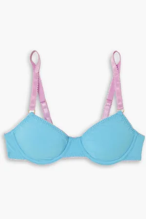 Dora Larsen Peony cotton-blend underwired bra - Blue
