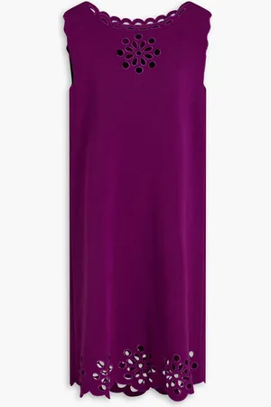Oscar de la Renta Broderie anglaise-trimmed knitted mini dress