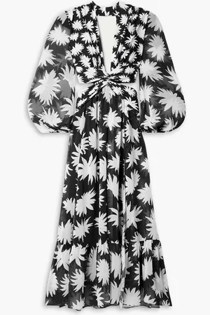 PATBO Dahlia cutout printed jersey and chiffon maxi dress