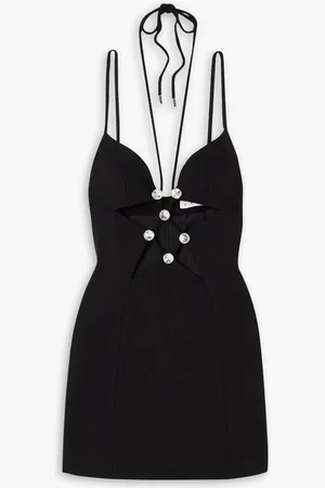 AREA Cutout crystal-embellished ponte mini dress