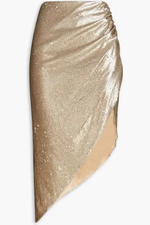 Nicholas Asymmetric sequined stretch-knit skirt - Metallic