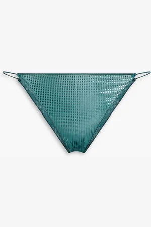 Oseree Disco metallic polka-dot stretch-mesh briefs - Blue