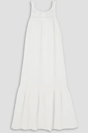 Honorine Allegra crochet-trimmed cotton-gauze dress - White