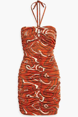 RONNY KOBO Nella printed ruched jersey mini dress