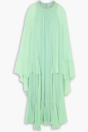 Miss Sohee Crystal-embellished silk-chiffon kaftan - Green