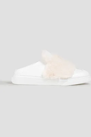Hogan Faux fur and leather mules