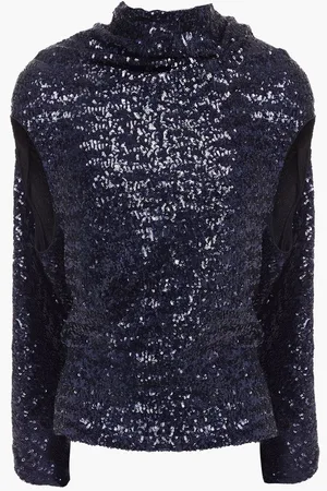 Roland Mouret Eugene draped sequined crepe top - Blue