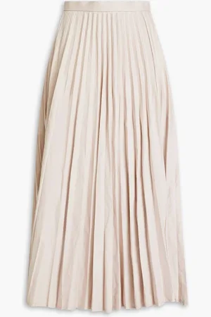 Joseph Siddons pleated linen-blend twill midi skirt - Pink