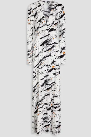 GALVAN Lido cutout printed woven maxi dress