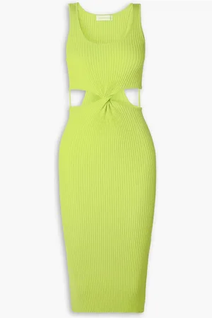 Simkhai Colleen cutout ribbed-knit midi dress - Green