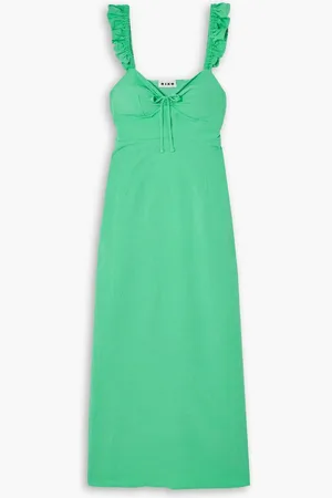 RIXO London Cecile ruffled woven midi dress - Green