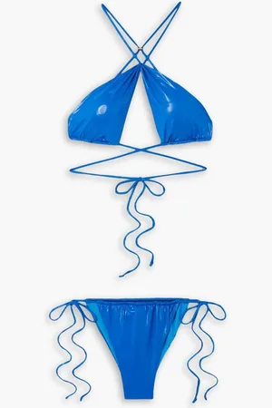 The Attico Tie-detailed metallic bikini - Blue