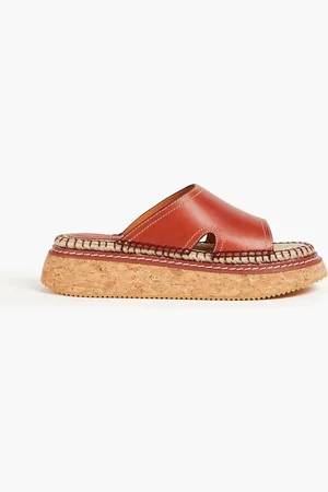 ZIMMERMANN Leather espadrille slides - Brown